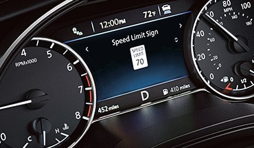 2023 Nissan Maxima advance drive-assist screen showing Traffic Sign Recognition.