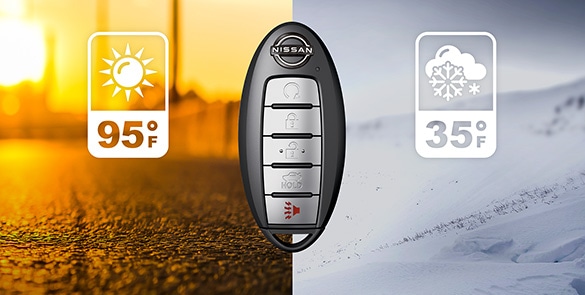 2023 Nissan Maxima key fob with remote engine start system with intelligent climate control.
