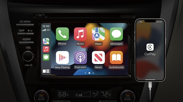 2023 Nissan Murano touch-screen showing Apple CarPlay app, video.