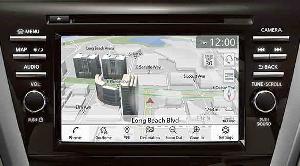 2023 Nissan Murano touch-screen showing door to door navigation, video.