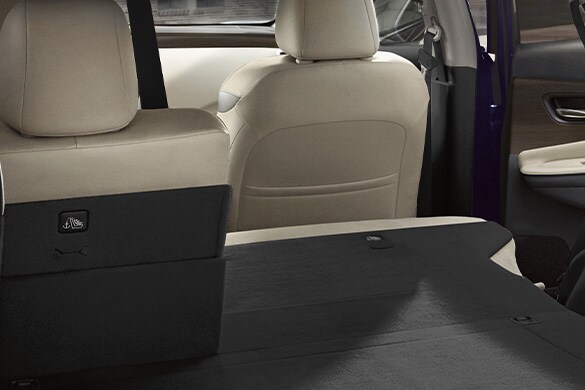 2023 Nissan Murano showing rear seat folded down for cargo space. 