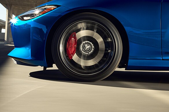 2023 Nissan Z in blue showing brake with red calipers.