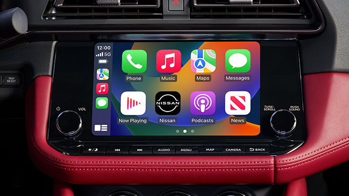 2024 Nissan Z center screen showing Apple CarPlay® icons