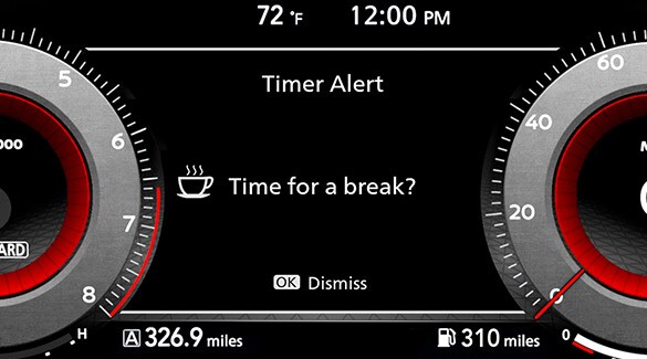 2022 Nissan Pathfinder Intelligent Driver Alertness Screen