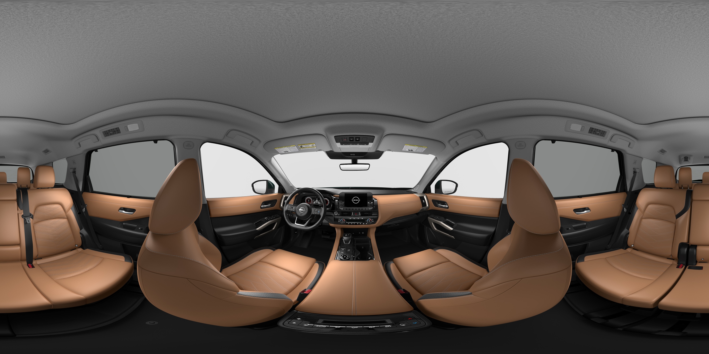 2023 Nissan Pathfinder interior 360 shown in Chestnut Semi-aniline Leather