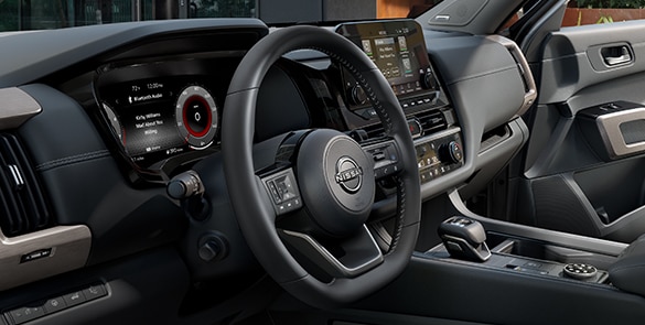 2023 Nissan Pathfinder leather-wrapped steering wheel