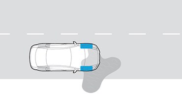  2022 Nissan Sentra illustration of car avoiding puddle using Traction Control System.