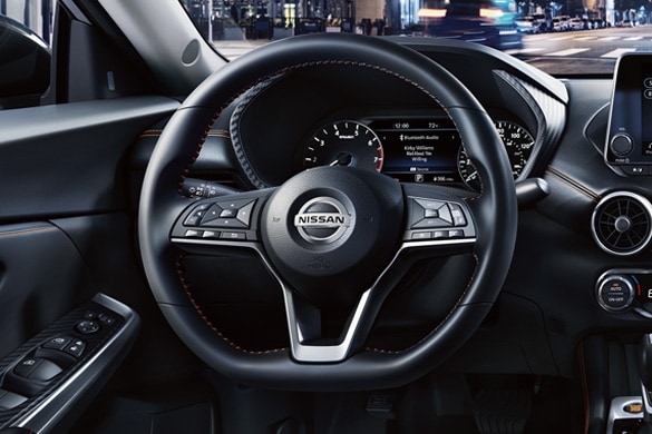 2022 Nissan Sentra showing D-shaped steering wheel.