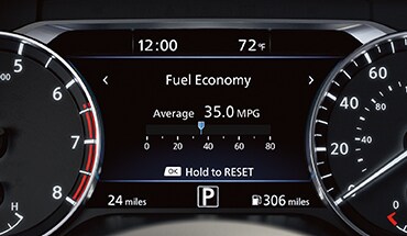 2023 Nissan Sentra gauge screen showing fuel economy.