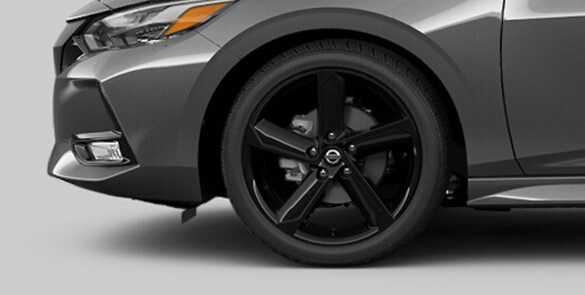 2023 Nissan Sentra Midnight Edition 18-inch black aluminum-alloy wheels.