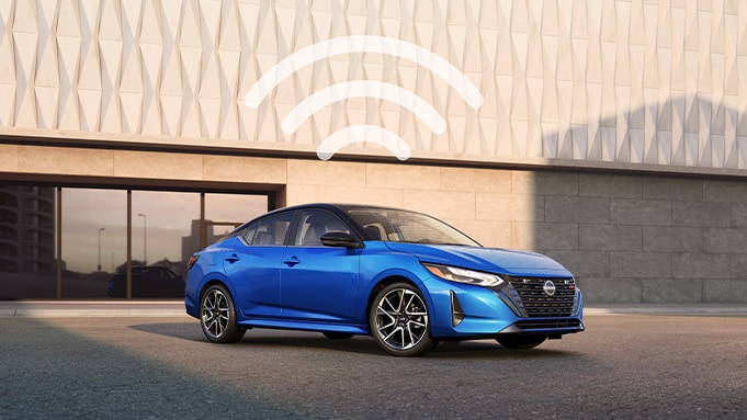 2024 Nissan Sentra car with wifi symbol above it, to illustrate Nissanconnect with Wi-Fi.
