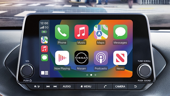 2024 Nissan Sentra showing touch-screen with Apple Carplay apps.