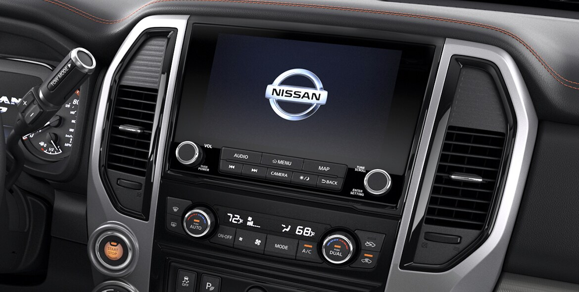 2021 Nissan TITAN XD integrated command center with NissanConnect 9 inch touch-screen display