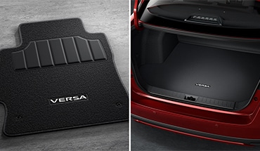 2023 Nissan Versa carpeted floor mats and carpeted trunk area protector.