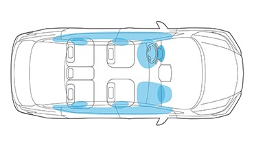 2023 Nissan Versa illustration showing airbag placement.