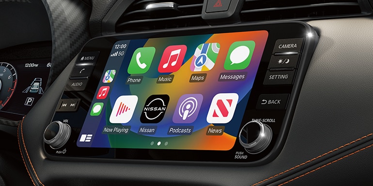 2024 Nissan Versa center screen showing Apple CarPlay® apps