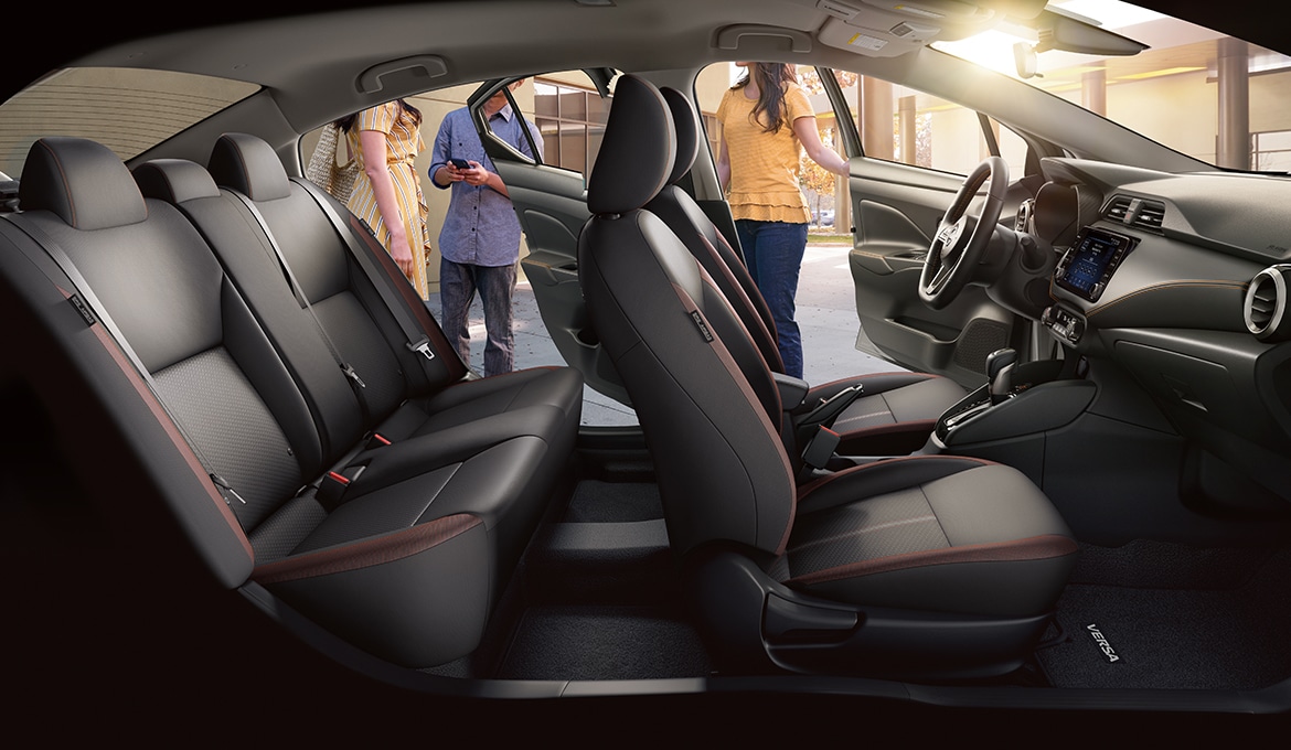 2024 Nissan Versa view of spacious interior, showing both rows of seats